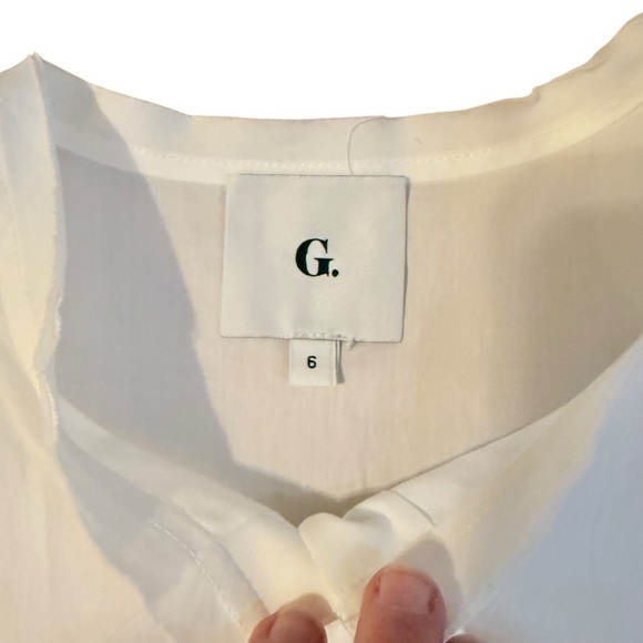 G. Label by Goop Tracy Puff Sleeve White Button Down Cotton Shirt Top Sz 6 - Picture 6 of 6